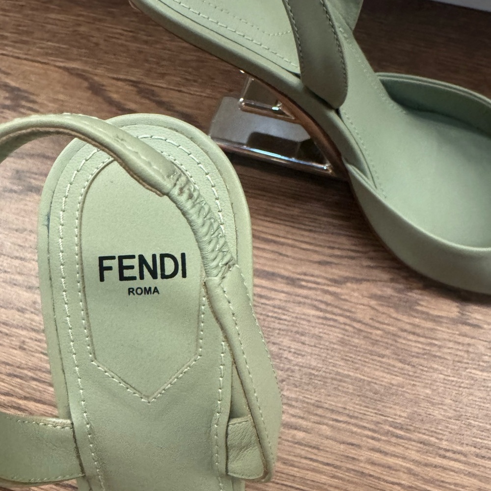 Fendi Green Slingback Heels with Silver Accents - Picture 5 of 9